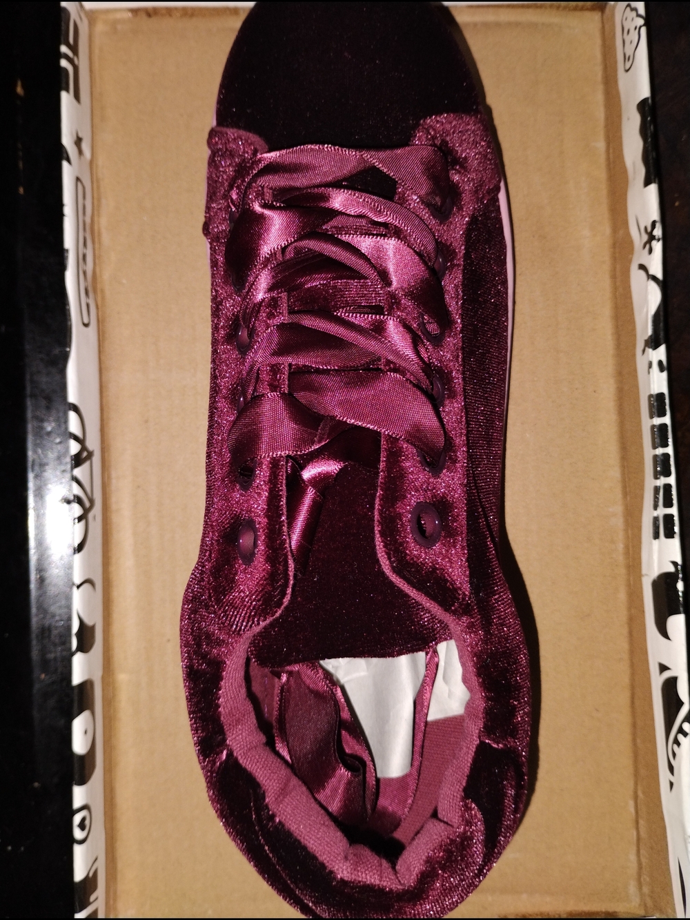 BAMBOO Velvet Lace-Up Sneakers in Wine